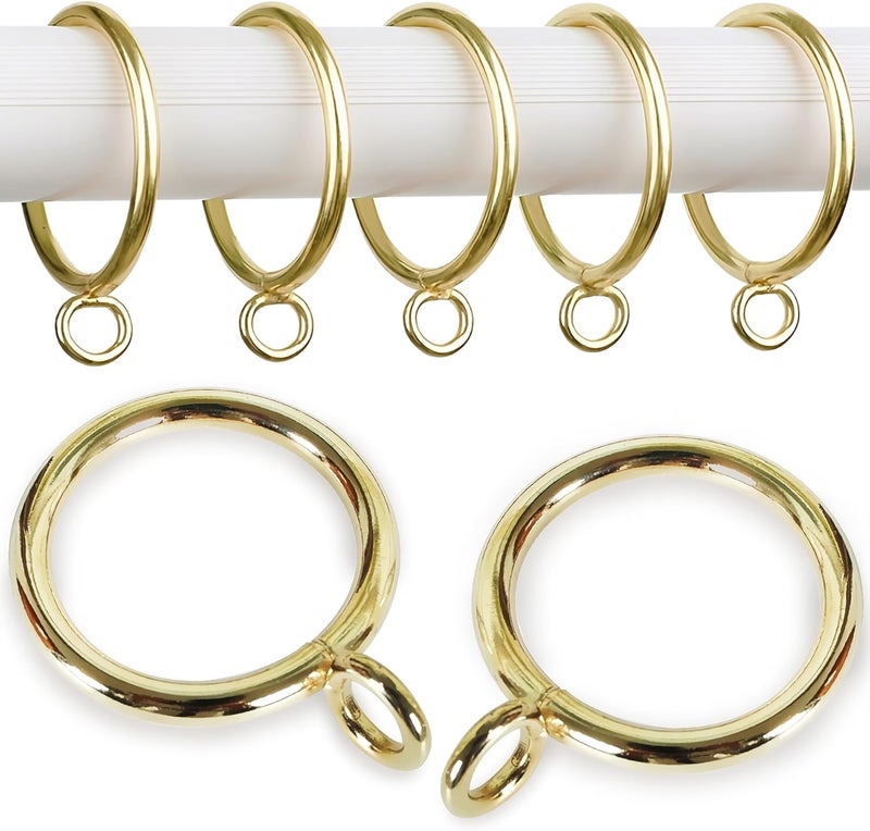 LEPEVNEY Gold Curtain Rings Metal Drapery Ring for Curtain Rods Gold Tone, Inner Diameter 1 Inch 24 Pcs - Image 1